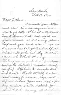 Letter from Roscoe Stephenson to his father, 16 Feb 1904